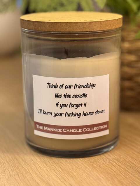 Funny Rude Candle Label - Friendship Yankee Not Supplied