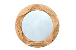 Small Round Wall Mirror - 40cm 16 Inch Wooden Wall Wooden