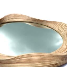 Small Round Wall Mirror - 40cm 16 Inch Wooden Wall Wooden - thumbnail 2