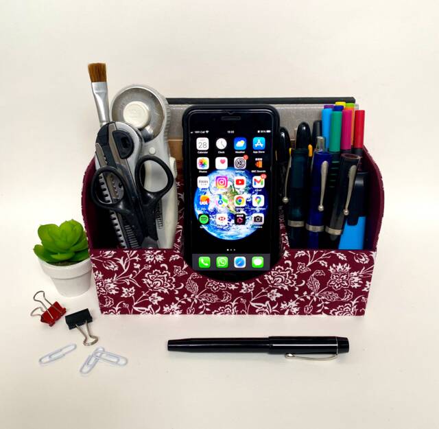 Handmade Brentwood Desk Tidy A5 Fabric Organiser William Morris Print Office Decor - image 1