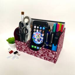 Handmade Brentwood Desk Tidy A5 Fabric Organiser William Morris Print Office Decor - thumbnail 2