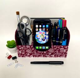 Handmade Brentwood Desk Tidy A5 Fabric Organiser William Morris Print Office Decor - thumbnail 1
