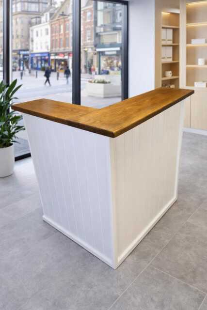 Wooden White & Stained Reception Desk Work Table Salon Counter Design B/C 120cm - image 1