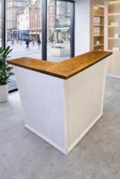 Wooden White & Stained Reception Desk Work Table Salon Counter Design B/C 120cm