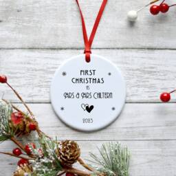 Mr & Mrs & First Christmas Ceramic/Porcelain Hanging Decoration Keepsake - Newlyweds Couple Gift Art Deco - thumbnail 2