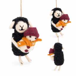 Felt Sheep Holding Flowers Ornament, Christmas Jute Thread String, Biodegradable, Tree Hanging Decorations, Fair Trade Ornament - thumbnail 4