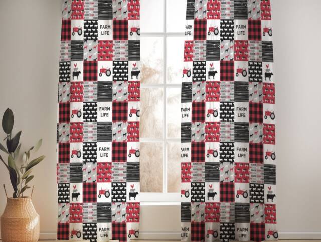 Farm Life Nursery Curtains Handmade Cotton Blend, Blackout Option - image 1