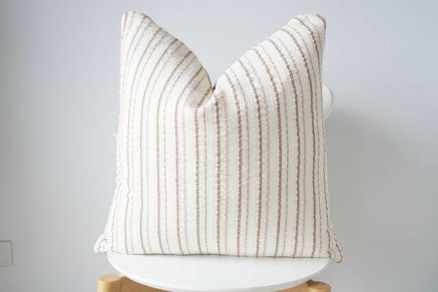 Cream Striped Pillow Cover - image 1