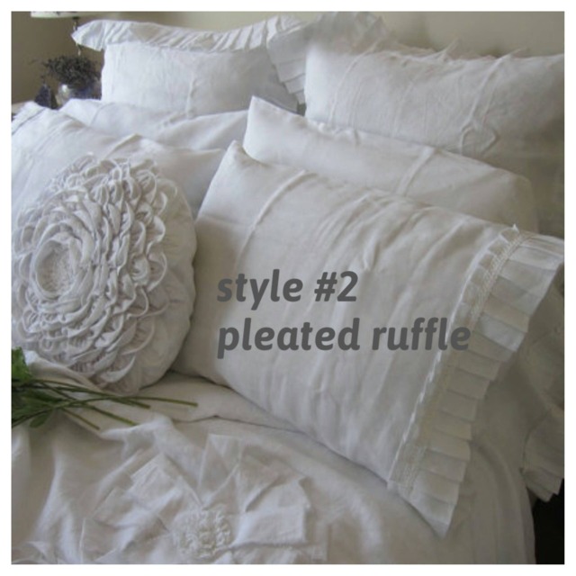 White Linen Pillowcases - French Country Home -Shabby Cottage Chic - Standard Queen King Pillow Cases - Romantic Bedding Euro Sham Pillow Cover - image 1
