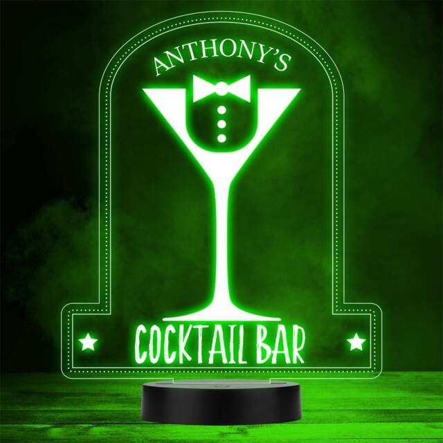 Tuxedo Martini Glass Cocktail Home Bar Man Cave Stars Colour Change Night Light - image 1