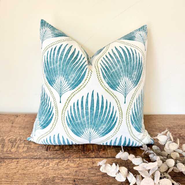1707. Penelope Lagoon Blue Handmade 100% Cotton Cushion Cover, Various Sizes - image 1