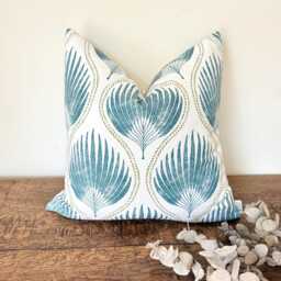 1707. Penelope Lagoon Blue Handmade 100% Cotton Cushion Cover, Various Sizes - thumbnail 2