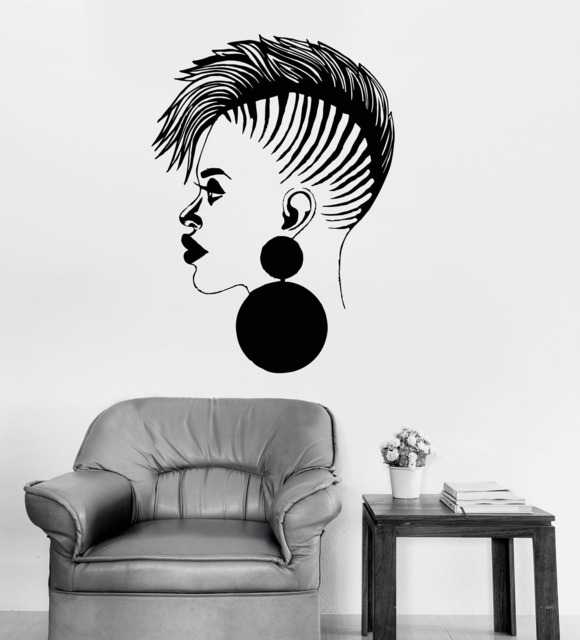 Beautiful Woman Vinyl Wall Decal Hair Salon Beauty Fashion African Girl Stickers Mural - #2739Da - image 1