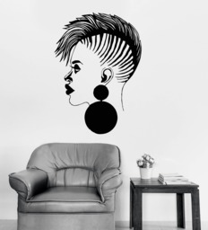Beautiful Woman Vinyl Wall Decal Hair Salon Beauty Fashion African Girl Stickers Mural - #2739Da - thumbnail 1