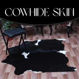 Black & White Cowhide Rug - Natural Hair-On Leather - 49 X 50 Inches - thumbnail 3