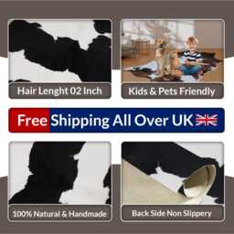 Black & White Cowhide Rug - Natural Hair-On Leather - 49 X 50 Inches - thumbnail 4