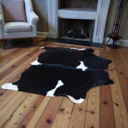 Black & White Cowhide Rug - Natural Hair-On Leather - 49 X 50 Inches - thumbnail 2