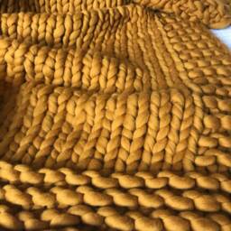 Final Sale Ready To Ship Chunky Knit Blanket Throw Merino Wool Super - thumbnail 3