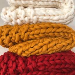 Final Sale Ready To Ship Chunky Knit Blanket Throw Merino Wool Super - thumbnail 2
