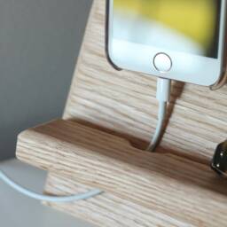 Handcrafted Wooden Docking Station - Nightstand Charger & Organizer - Perfect Gift For Men Father's Day Desk Stand Dad - thumbnail 3
