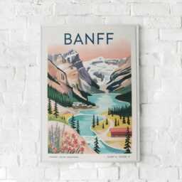 Banff Travel Poster - Vintage Rocky Mountains Canadian National Park Print Retro 1950S Tourism Wall Art Mountain Lake Landscape - thumbnail 3
