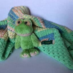 Multi-Coloured Yellow, Green, Orange, Blue & White Baby Blanket - thumbnail 3