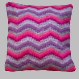 Hand Stitched Needlepoint Cushion Contemporary Zigzag Bargello Pillow - thumbnail 3
