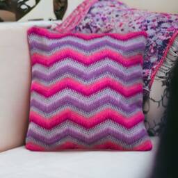 Hand Stitched Needlepoint Cushion Contemporary Zigzag Bargello Pillow - thumbnail 2