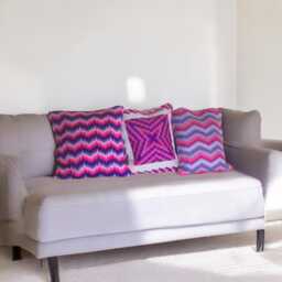 Hand Stitched Needlepoint Cushion Contemporary Zigzag Bargello Pillow - thumbnail 4