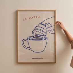 Morning Croissants Print, Breakfast Kitchen Wall Art, Decor, Trendy Bakery Home Inspo, Unframed - thumbnail 3
