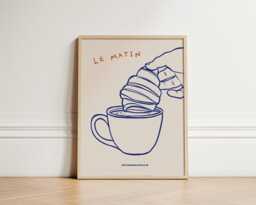 Morning Croissants Print, Breakfast Kitchen Wall Art, Decor, Trendy Bakery Home Inspo, Unframed - thumbnail 1