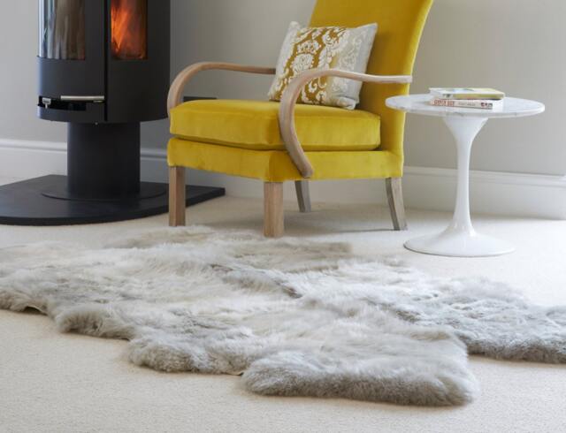 Ivory Quad Sheepskin Rug Large Luxury Long Hair Rug - 190x120cm - image 1
