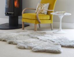 Ivory Quad Sheepskin Rug Large Luxury Long Hair Rug - 190x120cm