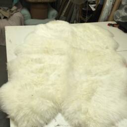 Ivory Quad Sheepskin Rug Large Luxury Long Hair Rug - 190x120cm - thumbnail 3
