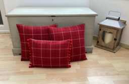 Bamburg Tartan Tweed Pillow Cover Set Red Black Plaid, Country Home Decor - thumbnail 1