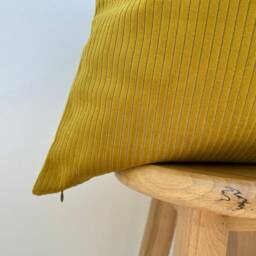Mustard Yellow Striped Velvet Pillow Cover Luxury Couch Decor - All Duties Paid Usa - thumbnail 2