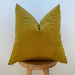Mustard Yellow Striped Velvet Pillow Cover Luxury Couch Decor - All Duties Paid Usa - thumbnail 3