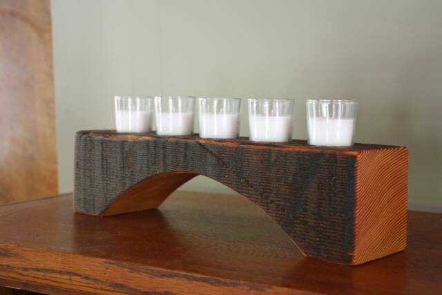 Personalized Rustic Wood Candle Holder - 5 Votives Included - image 1