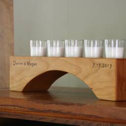 Personalized Rustic Wood Candle Holder - 5 Votives Included - thumbnail 3