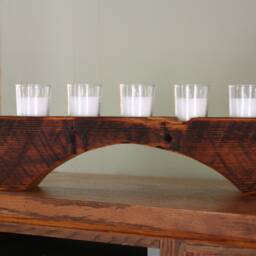 Personalized Rustic Wood Candle Holder - 5 Votives Included - thumbnail 2