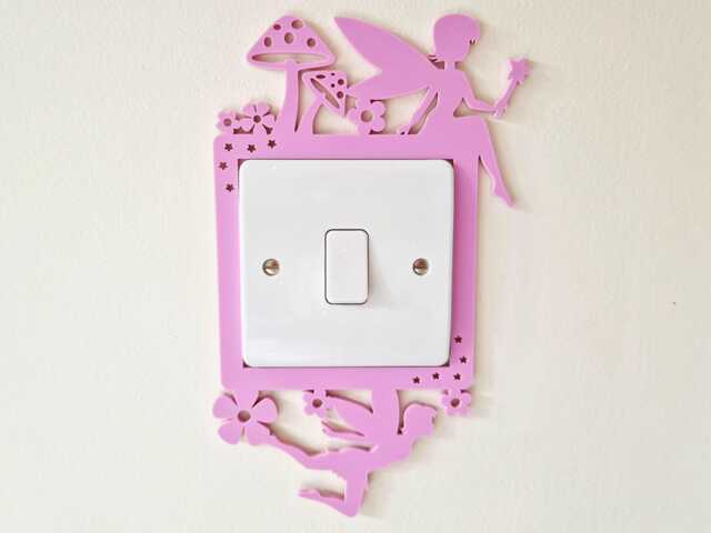 Fairy Light Switch Surround, Toadstools Flowers Star Play Room Decor, Theme Bedroom Decoration, Magical Baby Wall Art - image 1