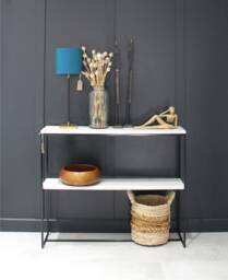Double Shelf Mild Steel Framed Console Table Radiator Cover Quartz Worktops - thumbnail 1