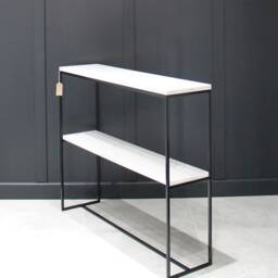 Double Shelf Mild Steel Framed Console Table Radiator Cover Quartz Worktops - thumbnail 3