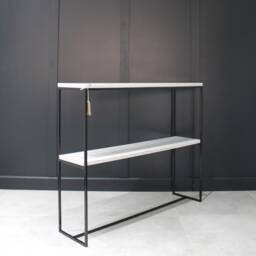 Double Shelf Mild Steel Framed Console Table Radiator Cover Quartz Worktops - thumbnail 2