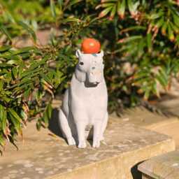Capybara Concrete Sculpture With Orange - Quirky Garden Ornament - thumbnail 2
