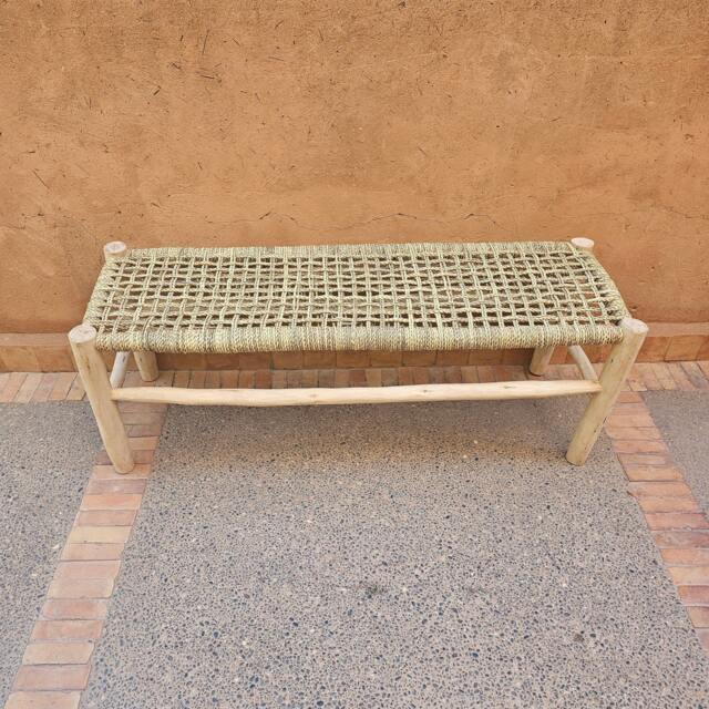 Moroccan Bench With Palm Leaf Cord - image 1