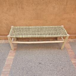 Moroccan Bench With Palm Leaf Cord - thumbnail 1