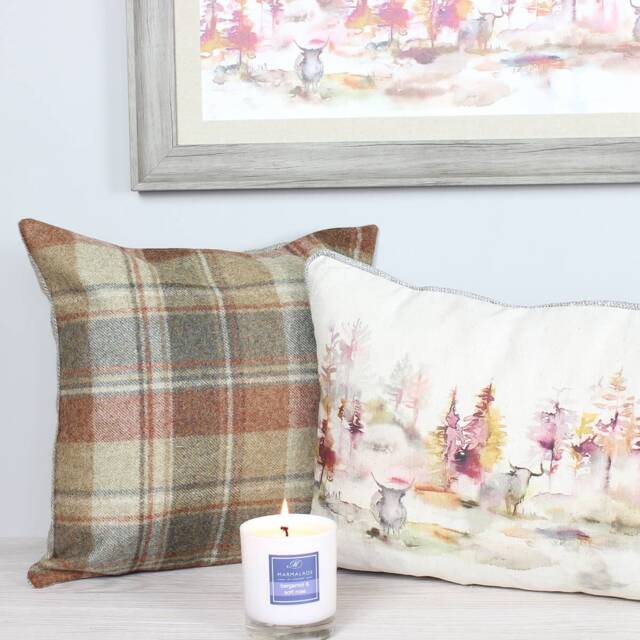 Snowshill Red Earth Tweed Wool Plaid Checked Tartan Cushion/Cover - image 1