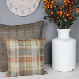 Snowshill Red Earth Tweed Wool Plaid Checked Tartan Cushion/Cover - thumbnail 2