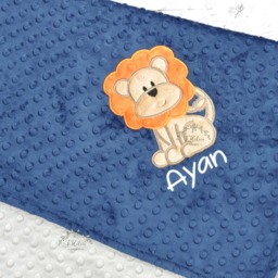Personalized Minky Baby Boy Blanket - Baby Minky Lion Woodland Nursery - thumbnail 2